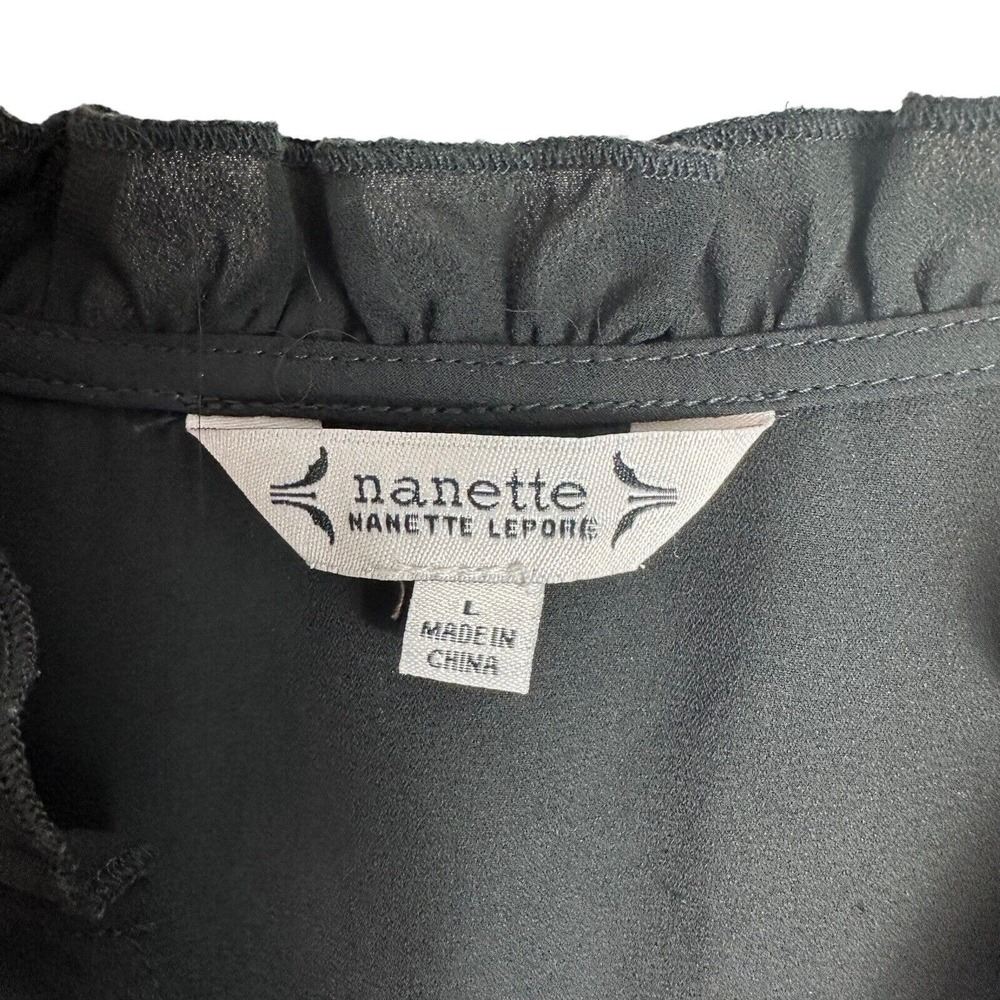 Nanette Lepore Blouse Womens Large Dark Academia Goth Feminine Vamp Office Siren - Picture 2 of 7
